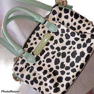 Betsey Johnson cross body bag light blue dalmation